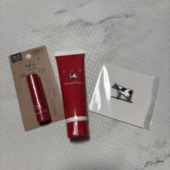 신품 우유 비누 3 점 세트 립 헝겊 뷰티 크림 카우브랜드 빨간 상자