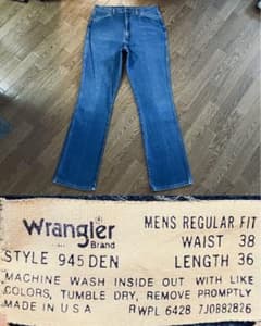 80s USA製 Wrangler 945DEN ストレートデニムパンツ W38のサムネイル