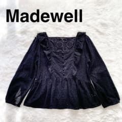 日本未上陸 Madewell アイレットレース ペプラムブラウス フリル 紺 M 