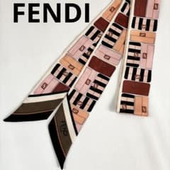 FENDI フェンディ ラッピー マンマバケット柄スカーフ 美品】【フェンディ】ラッピー マンマバケット柄 リボンスカーフ FF