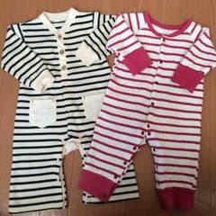 〔80〕ベビー服 長袖ロンパース 2枚セットのサムネイル