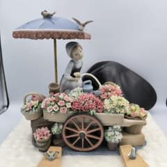 美品】 リヤドロ LLADRO 『公園通りの花屋さん』 専用箱・台座付き