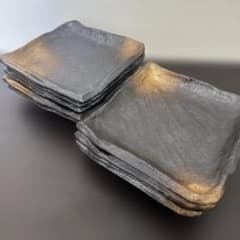 陶器皿 和食器 黒と金のグラデーション四角皿 約20cm 9枚セット - メルカリ