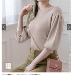 GRL パフスリーブニット　ベージュ　Mのサムネイル