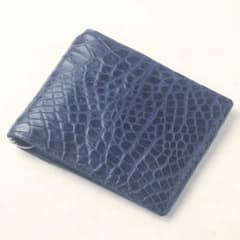 ☆新品☆[ワニ革]二つ折りマネークリップ  ネイビー　無料配送のサムネイル