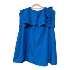 ヴェロフォンナフリル付き青色半袖トップスMサイズ