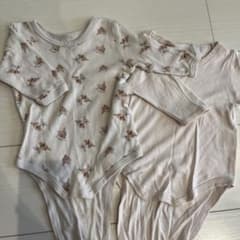 女の子 ベビー服 ロンパース 70cm 2枚セットうさぎ柄とピンク柄の2枚セットのサムネイル
