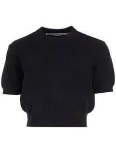 大幅値下げ】alexanderwang 半袖 クロップドニット ブラック - メルカリ
