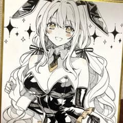 オリジナルイラスト アナログイラスト 色紙 バニーガール 女の子