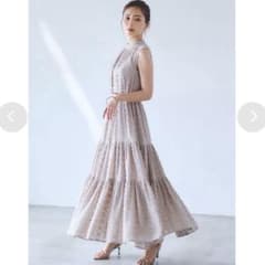 anuans アニュアンス ジャガードボリュームティアードワンピース 