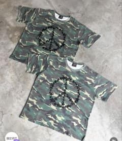 新品！即完売品 BELVET カモフラージュ柄 Tシャツ ピースマーク XL 
