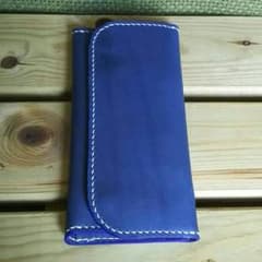 ヒロ様専用です❗お洒落☆グローブレザー 藍染 手縫い長財布 men'sにも！のサムネイル