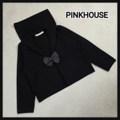 [美品]PINKHOUSE ニットジャケット セーラーカラー ラム混 リボンのサムネイル