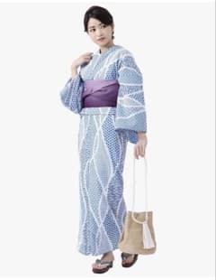 ◇ノー皺加工最高級カルキュロ◇蒼碧の波涼し浴衣◇しわにならない浴衣