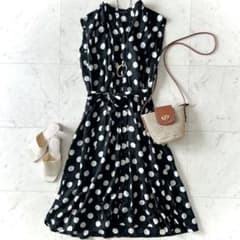 【美品】トゥモローランドコレクション　シルクコットン　水玉　ロングワンピース 人気 トゥモローランドコレクション コットン シルク ドット柄