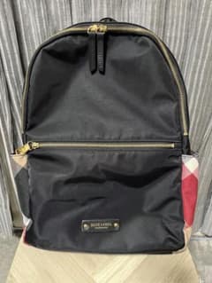 【美品】ブルーレーベル Wジップリュック ブラック×赤チェック バックパック 美品】ブルーレーベル Wジップリュック ブラック×赤チェック バック