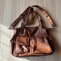 ブラウン合成皮革ショルダーバッグのサムネイル