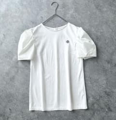 美品 ボーダーズアットバルコニー パフスリーブ Tシャツ 綿 異素材 ワッペン 美品 ボーダーズアットバルコニー パフスリーブ Tシャツ 綿 異素材