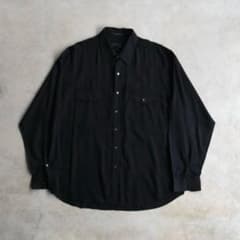 90s ペリーエリス 完全無地 レーヨンシャツ 黒ブラック ダブルポケット L 90s ペリーエリス 完全無地 レーヨンシャツ 黒ブラック ダブルポケット