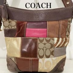 ■美品■COACH コーチ パテントレザー ショルダーバッグ ブラウン　がま口のサムネイル