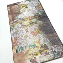 m1010 鴛鴦菊華文　六通　正絹　袋帯