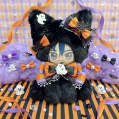 10cm~12cm ぬい服 ちびぐるみ おすわり着ぐるみ 黒猫 ハロウィン