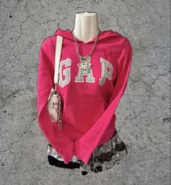 y2k GAP ロゴ パーカー ピンク フーディ 希少 00s 平成ギャル - メルカリ