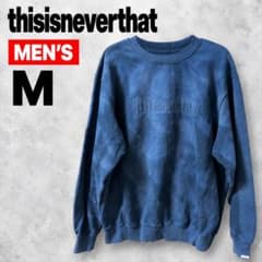 thisisneverthat タイダイ　風 スウェット 刺繍ロゴ ブルー M