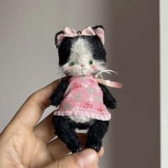 リトルブラックキャット 黒猫 ミニチュア 海外作家様 ハンドメイド ぬいぐるみ リトルブラックキャット 黒猫 ミニチュア 海外作家様 ハンドメイド
