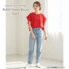chocol raffine robe フリルスリーブブラウス レッド F