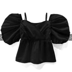 GRL 2wayカシュクールパフスリーブペプラムトップス ブラックのサムネイル