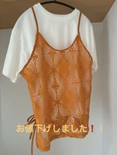 レースキャミソール付き 半袖Tシャツ アンサンブルのサムネイル