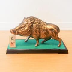 置物 瑞正作 翠春 いのしし イノシシ 猪 干支 動物 ゴールド - メルカリ