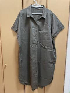 シャツワンピース カーキ色 大きいサイズ 4L 5Lのサムネイル