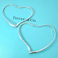 極美品 ティファニー オープンハート フープ ラージ ピアス シルバー
