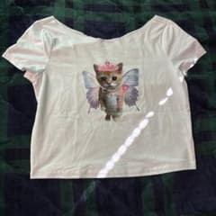 フェアリーキャット プリント 半袖Tシャツ　リメイクのサムネイル