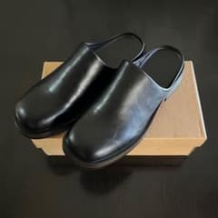 ブラックレザー クロッグサンダル ミュールシューズ 26cmのサムネイル