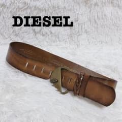 DIESEL ディーゼル y2k ベルト 5穴 レザー 牛革 茶 - メルカリ