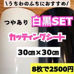 艶あり うちわ用 規定外 対応サイズ カッティングシート 白黒　8枚