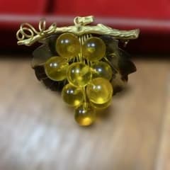 高級・希少】本べっ甲 天然琥珀色 葡萄 ブローチ ペンダントトップ