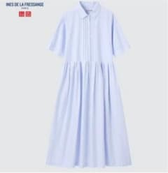 完売品　2022SS美品イネスコラボ　UNIQLO タックワンピース　半袖　Sのサムネイル