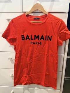 BALMAIN PARIS ロゴ Tシャツ レッド Sサイズ - メルカリ