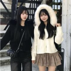 【本日限定】ファーパーカー 黒 韓国 着痩せ 人気 もこもこ フード付き 冬