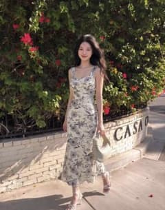 花柄 キャミワンピース ロング丈 マーメイドのサムネイル