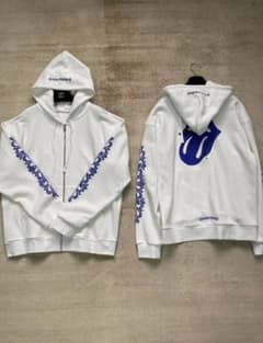 クロムハーツ×ローリングストーンズ ジップパーカー 白×青 - メルカリ