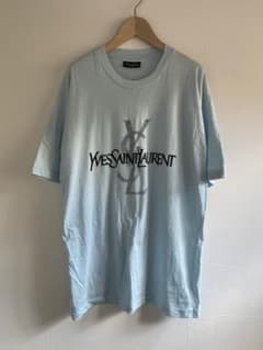 Yves Saint Laurent ロゴプリント Tシャツ ライトブルー | Mercari