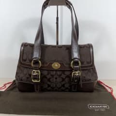 【希少カラー❗️】old coach ハンドバッグ　ブラウン ターンロック　総柄 希少カラー】old coach ハンドバッグ ブラウン ターンロック 保存袋付