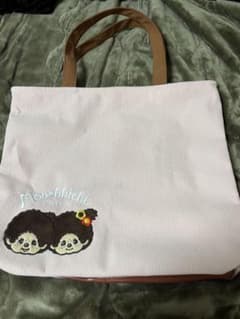 ピンク トートバッグ モンチッチ刺繍