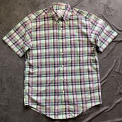 Brooks Brothers 半袖シャツ M相当マドラスチェック柄 グリーン系