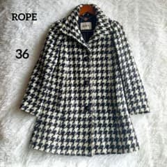 ロペROPE ウールツィードコート スタンドカラー 千鳥格子 ミディアム